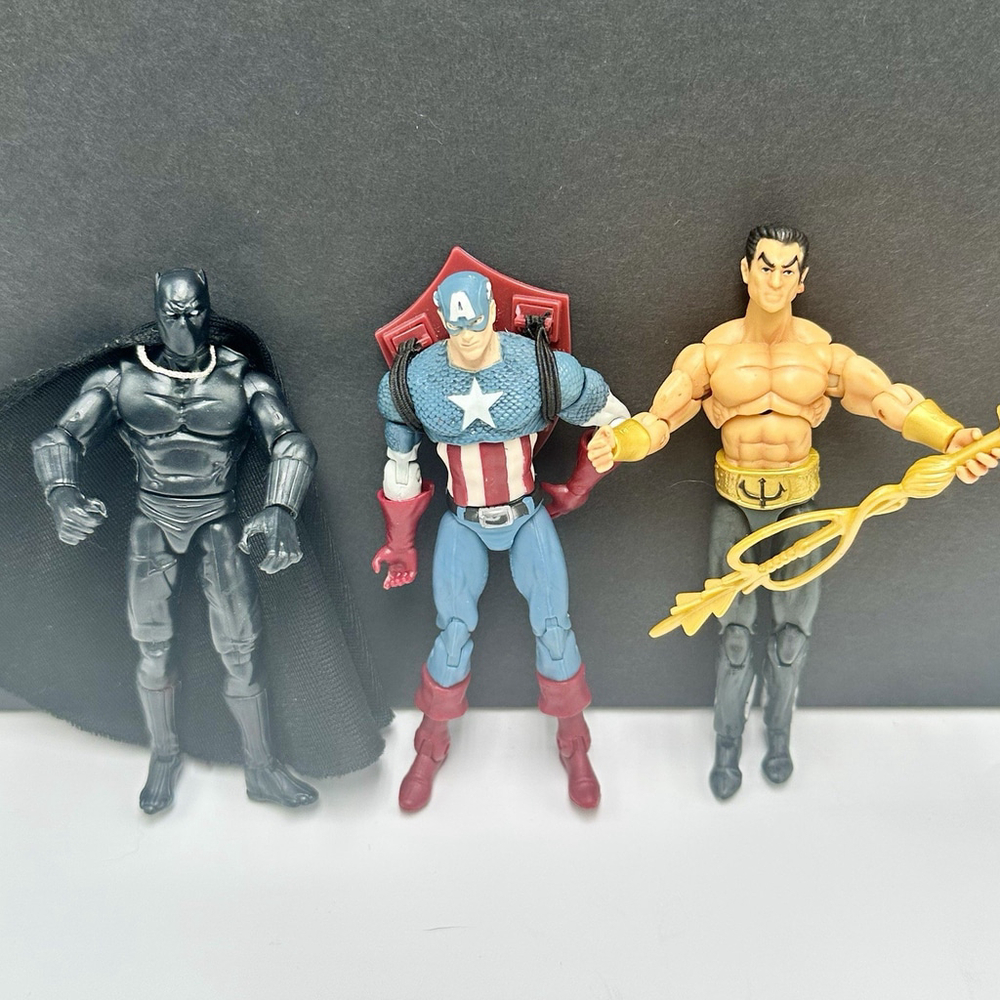 Marvel Sub Mariner Captain America & Black Panther Action Figure Lot of 3 Loose